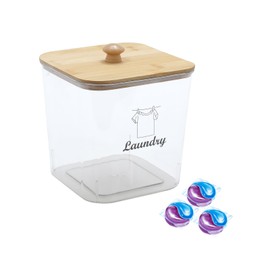 Xbopetda Laundry Pods Storage Container, Laundry Storage Containers with Knob Lid, Washing Powder Storage for Laundry Room Organisation and Storage, Clear Storage Bins for Laundry Beads Pods Powder