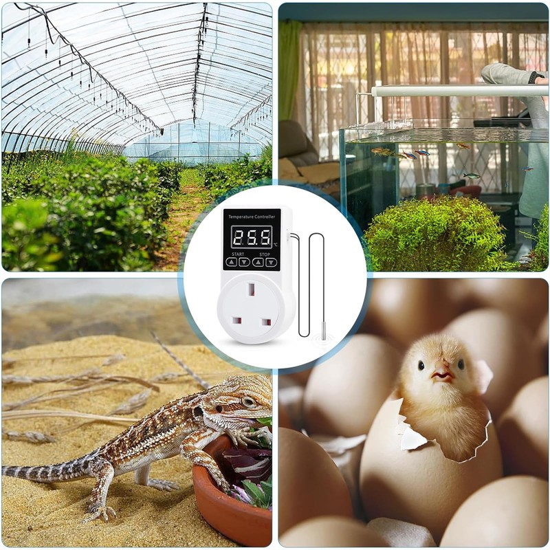 XIEHUZA Digital Thermostat Plug Socket, LCD Screen Temperature Controller with