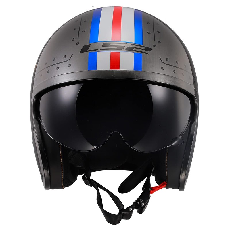 LS2 Helmets Open Face Spitfire Spark Helmet (Brushed Alloy -