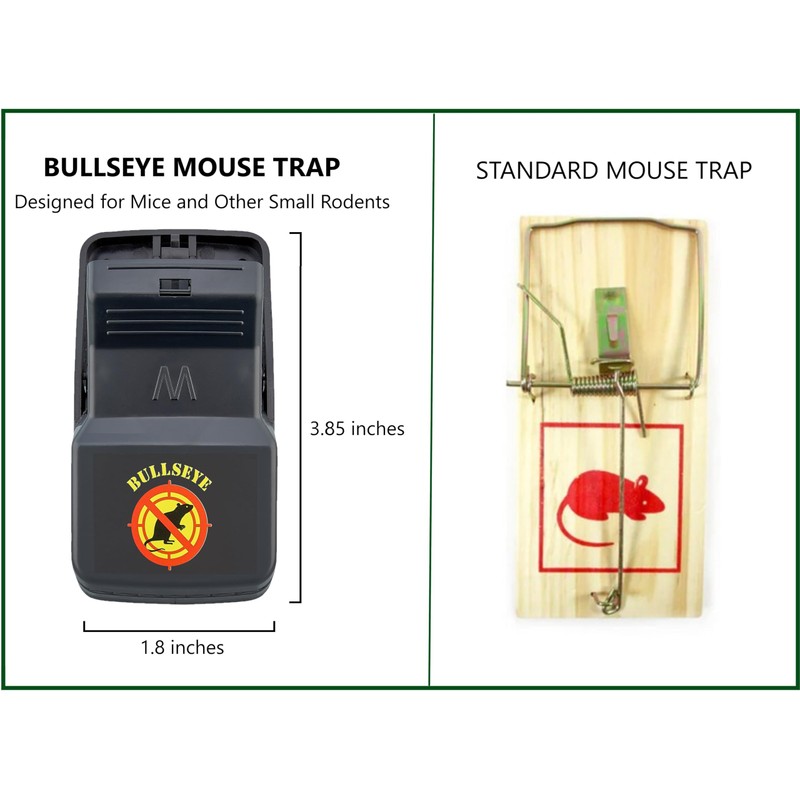 Bullseye 6 Pack - Mouse Traps with Teeth - Indoor/Outdoor,
