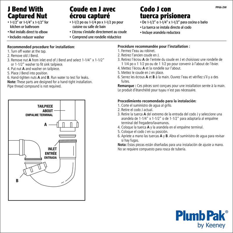 Sink Trap JBend 1 1/2 Or 1 1/4 1 1/2