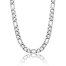 SANNYRA Figaro Chain for Men, Mens Chain Necklaces, Stainless Steel 6.5mm 22inches Necklace for Women