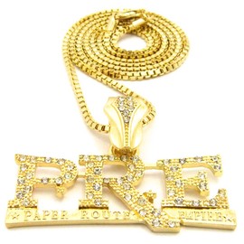 GWOOD PRE Crystal Rhinestone Pendant with 24 Inch Necklace (GOLD COLOR WITH 24 INCH BOX CHAIN)