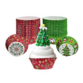 Green Direct Christmas Cupcake Liners, Pack of 500 – Standard Size Holiday Baking Cups, Paper Muffin Liners for Christmas Parties, Holiday Cupcakes & Treats, Cupcake Wrappers, Candy Liners
