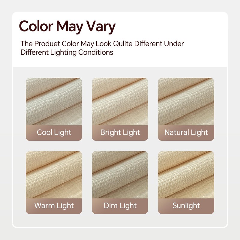 TURKIO Cream Shower Curtain Waffle Weave Shower Curtain Neutral Striped