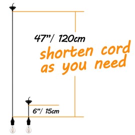 ACBungji Pendant Light Kit Cord,12 Pack Hanging Light Socket Lamp Holder with Adjustable 4ft Lantern Wire Screw in E26 Edison Base Bulb for Kitchen Dining Room,Black