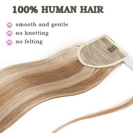 SEGO Ponytail Hairpiece, Real Hair, Braid Extensions, Clip-In Ponytail, Remy Hair Piece, Honey Blonde/Light Blonde #18p613-1, 56 cm (95 g)