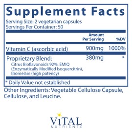 Vital Nutrients Aller-C | Isoquercitrin, Vitamin C, and Bioflavonoids | Respiratory and Sinus Support* | Vegan Supplement | Gluten, Dairy and Soy Free | 100 Capsules