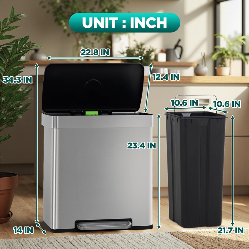 FDW 16 Gallon / 60 L Garbage Can Kitchen Trash