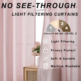 Ravorrato Light Filtering Curtains 108 Inches Long Grommet Top Semi Sheer Soft Thick Textured Window Curtains for Living Room Privacy Vertical Drapes for Bedroom 2 Panels Set Blush Pink