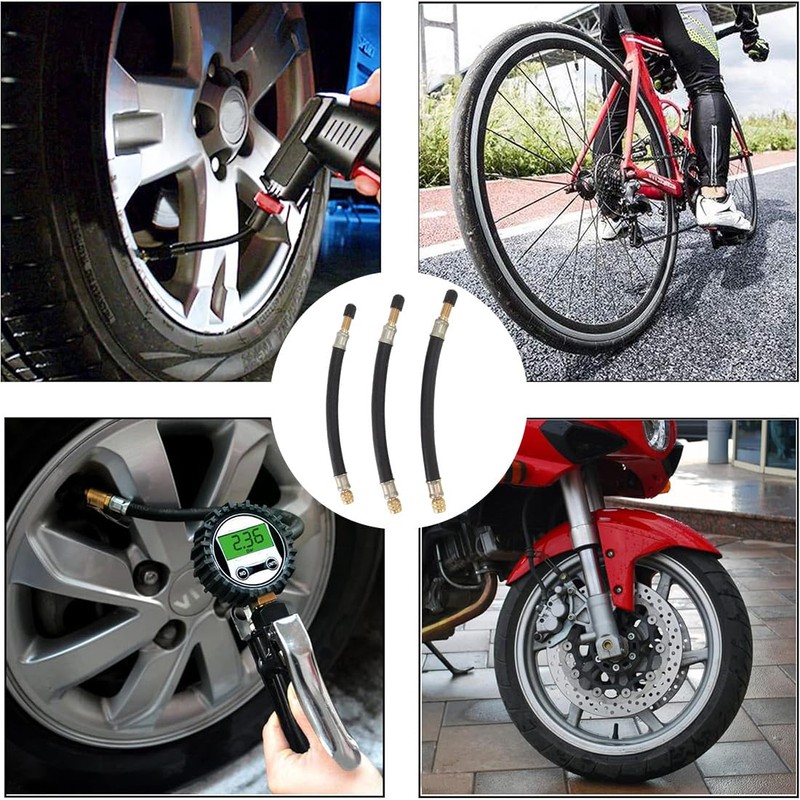 AUEFUDQ 3 Pcs Flexible Rubber Tire Valve Adapter Extension with