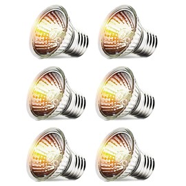 Qixivcom 6-Packs 25W Bulbs Reptile Heat Lamp Heater Light Halogen Basking Bulbs Full Spectrum Sun Spot Lamp E26 110V Reptilian Heating Lamp for Aquarium Turtle Lizard Amphibian Habitat