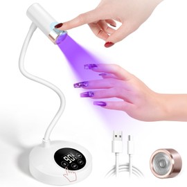 AORAEM UV LED Nail Lamp, Rechargeable Gooseneck Lamp for Gel x Nails 12W Quick Dry LED Nail Light Nail Dryer with 4 Timers & Auto Sensor, Professional Flash Cure Light for Gel Nails Home DIY White