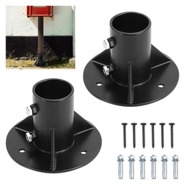 Cskunxia 2PCS Round Posts Base Bracket Chain Link Fence Flange Post Holder Heavy Solid Pole Floor Flange for Holding Fence Mailbox Pergola Railing Deck Round Posts (OD 2-3/8'') with Screws