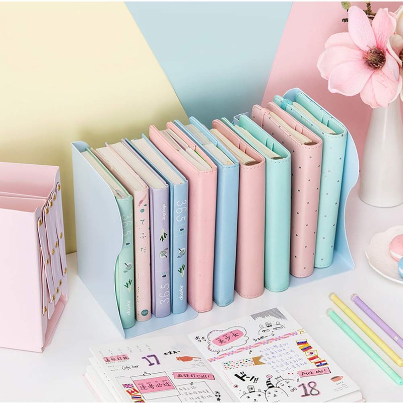 Creative Adjustable Bookshelf Bookends Pink Metal Office Non-slip Magazine File