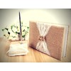 BETTERLINE Rustic Wedding Guest Book Made of Burlap and Lace