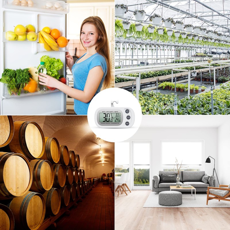 Upgraded AMIR Refrigerator Thermometer, Waterproof Mini Freezer Thermometer, Digital Thermometer