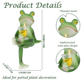 LAIDANLA Miniature Frog Figurines Funny Frog Garden Decor Outdoor Statue Plant Decorations for Garden Lawn Yard Ornament (Drinking Juice)