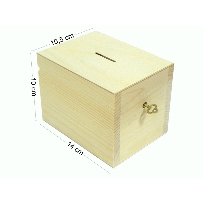 Wooden World - Wooden money box piggy bank with a