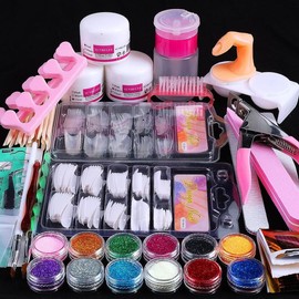 259 Nail Kit Set Professional Acrylic with Everything, DIY Art Tool Nail Supplies Acrylic Nail Kit Crystal Manicure Gift