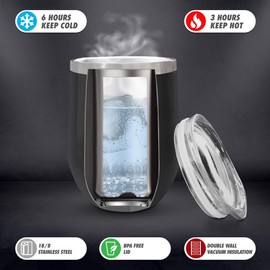 Veracco - Vaso de acero inoxidable con aislamiento de doble pared con tapa a prueba de salpicaduras, regalo divertido para quienes aman beber regalos de despedida de soltero (negro)