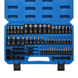 CASOMAN 71-Piece Master Hex & Torx Bit Socket Set, 1/4" & 3/8" & 1/2" Drive, Metric/SAE Hex Bit Sockets, Star Bit Sockets (T6 - T70), E-Torx Sockets (E4 - E24), with Storage Case