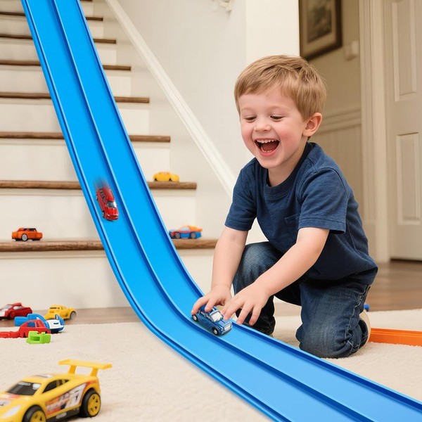 Flex Tracks 15ft Beginner Flexible Track Set for Kids, Compatible