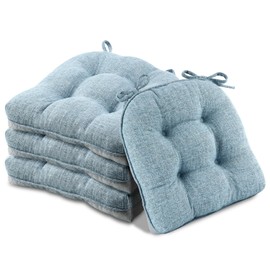 Basic Beyond Chair Cushions for Dining Chairs 4 Pack, Memory Foam Chair Cushion with Ties and Non Slip Backing, 15.5 x 15.5 inches Tufted Chair Pads for Dining Chairs(Baby Blue)