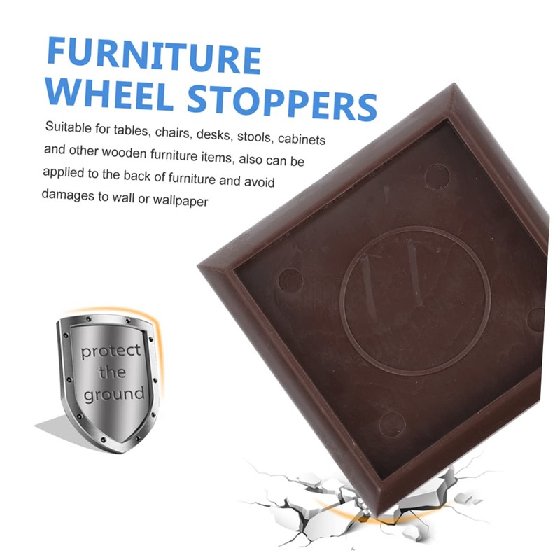 Operitacx 8Pcs Durable Square Furniture Caster Cups Skid Wheel Stoppers