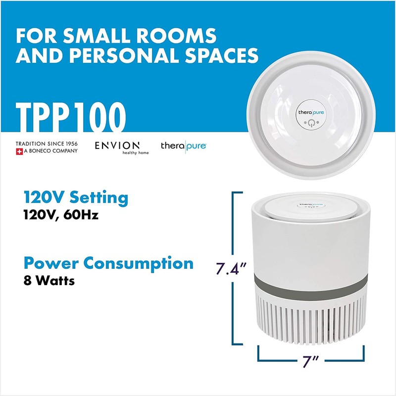 Envion Therapure TPP100 Compact 360 HEPA Type Air Purifier, 2-Speed