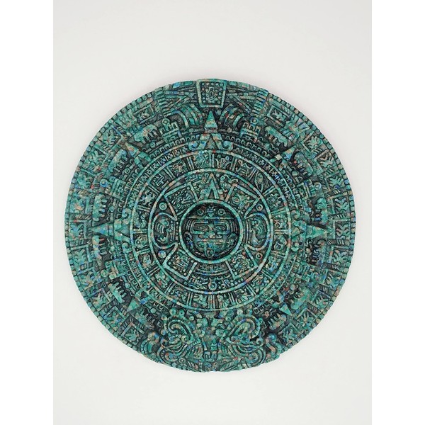 Generico 5.0In Green Malachite Ground Stone Maya Aztec Calendar God