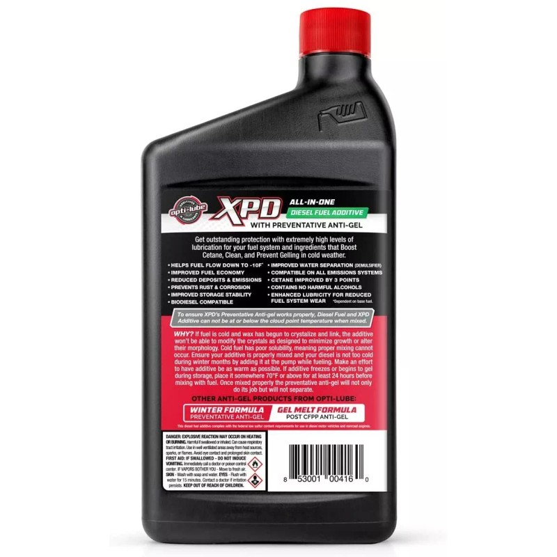 Opti-Lube XPD Formula Diesel Fuel Additive: Quarts 32oz Treats 256