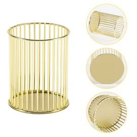 Gold Pencil Pot Pen Holder Luxury Metal Pencil Cup Stand Gold Pen Organiser Makeup Brushes Holder for Home Office Desk Stationery Storage