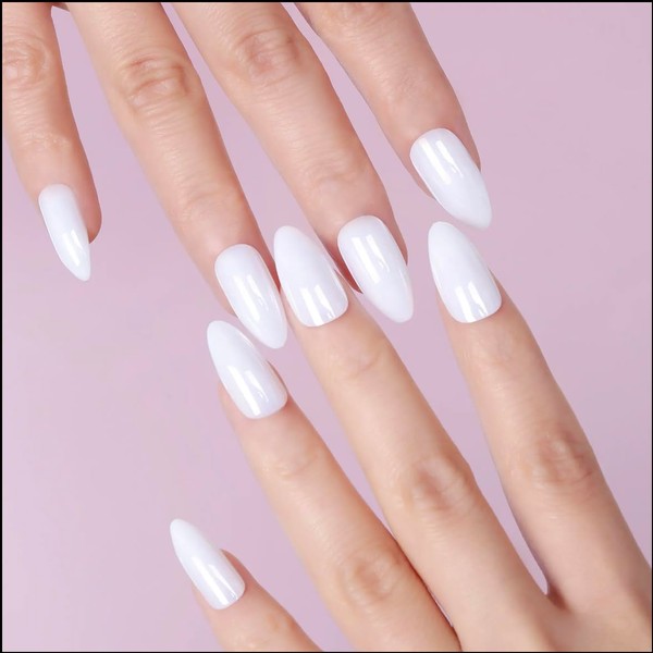 French Tip False Nails with Glue 24 Pcs Soft Gel