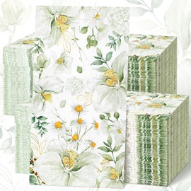 200 Pcs Guest Napkins Bathroom Napkins Guest Disposable Hand Towels Dinner Paper Napkins Decorative Towels for Wedding Holiday Anniversary Birthday Tea Party Baby Shower (Rectangle Cymbidium)