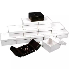 FindingKing 12 Black Pendant Boxes with Snap Lids 3 1/2"