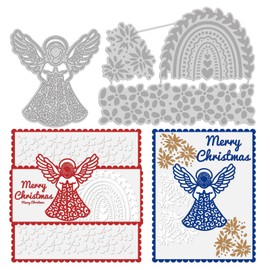 INFUNLY Angel Christmas Dies Cut for Card Making Flower Embossing Stencil Girls Metal Fairy Cutting Dies with Wing for DIY Scrapbooking Paper Crafting Scrapbook Album Decor