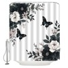 CWHCWA Black Grey Floral Shower Curtain, 70x70 Inch