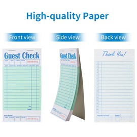 ZPARIK 48 Pack Green Guest Checks Books for Servers Server Note Pads, Waiter Checkbook, Waitress Notepad for Restaurants, Paper Checks 50 Sheets/Pack, 2400 Total Tickets
