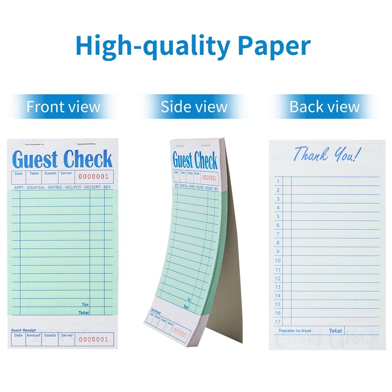 ZPARIK 48 Pack Green Guest Checks Books for Servers Server