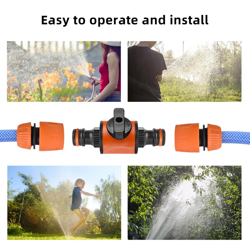 Amazleer 2 Pcs Garden Hose Connectors, Double-Tap Nozzle Valve for