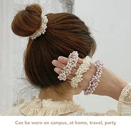 5pcs Scrunchies para Cabello Perla, Donas para Cabello Mujer, Accesorios para Cabello Mujer, Perlas para el Cabello Lazos para el Cabello con Perlas Exquisitas y Hermosas