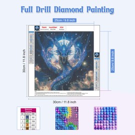NAIMOER Dragon Diamond Painting Kits for Adults, Full Drill Moon Dragon Diamond Painting Kits, DIY 5D Diamond Painting Animals Diamond Art Kits Craft for Home Wall Decor 30x30cm