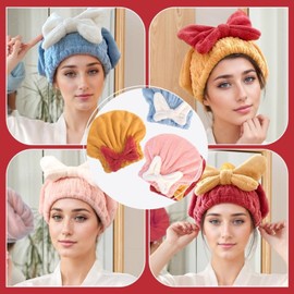 Genérico 2026 New Super Absorbent Hair Towel Wrap for Wet Hair, Thickened Microfiber Hair Towel Wrap, Quick-Drying Soft Bow Tie Wet Hair Towels Wrap for Women (Red B)