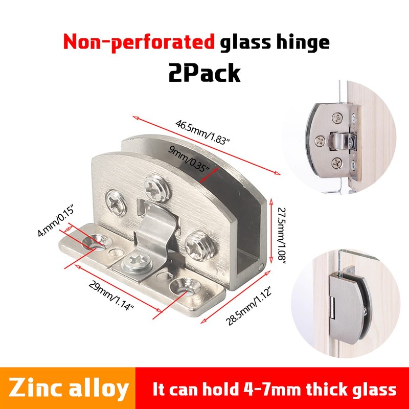 2 Pcs Glass Doors Hinge Cupboard Showcase Wine Cabinet Clamp