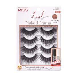 KISS Lash Couture Naked Drama, False Eyelashes, 'Multipack Taffeta', 14 mm, Includes 4 Pairs Of Lashes, Contact Lens Friendly, Easy to Apply, Reusable Strip Lashes