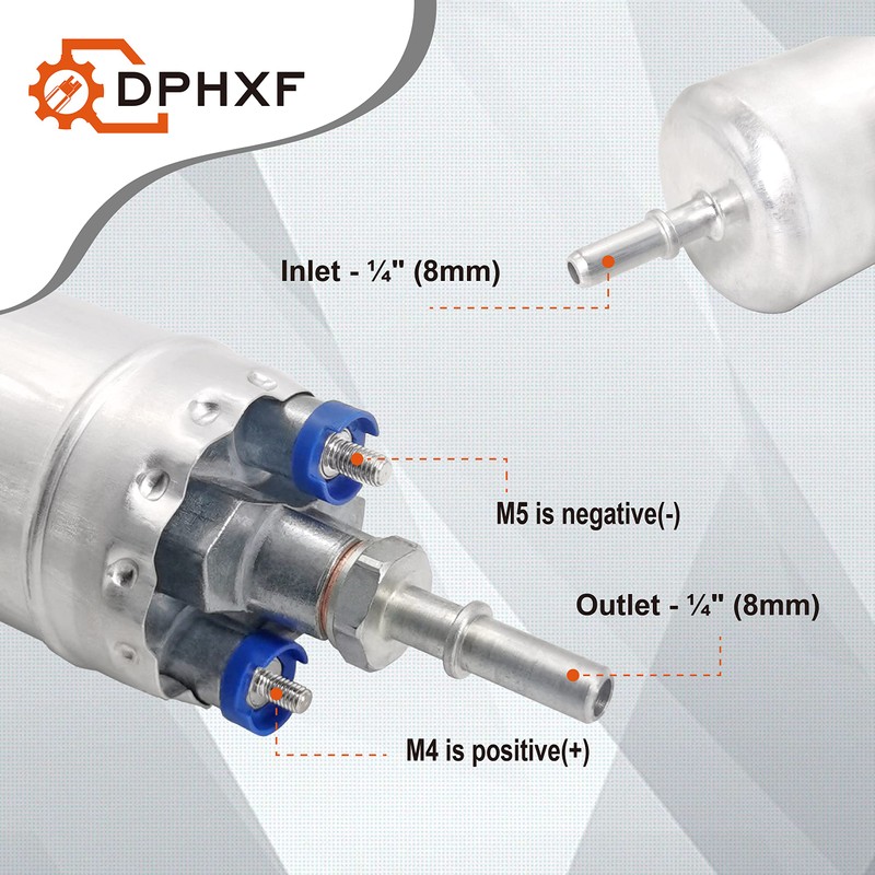 DPHXF 12V Gasoline Inline High Pressure Fuel Pump ，200LPH High