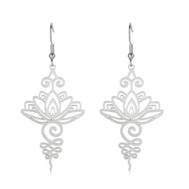 KKJOY Lotus Flower Yoga Earrings Stainless Steel Lotus Drop Dangle Earrings Inspirational Jewelry for Women Girls