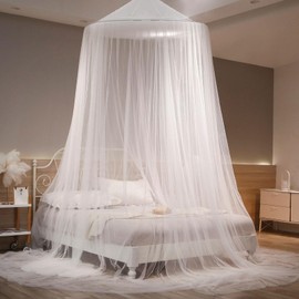 Mosquito Net Bed Travel, Canopy Bed Curtains, for Mosquito Net Double Bed and Single Bed, Fly Screen Mosquito Nets for Garden, Camping, Home, Bed Canopy, White, 60 x 250 x 900 cm