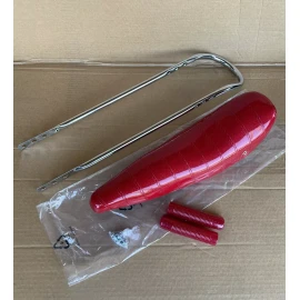 For Schwinn 20" RED Lowrider Vinyl Bicycle BANANA SEAT Sparkle Grips and Sissy Bar Bundle